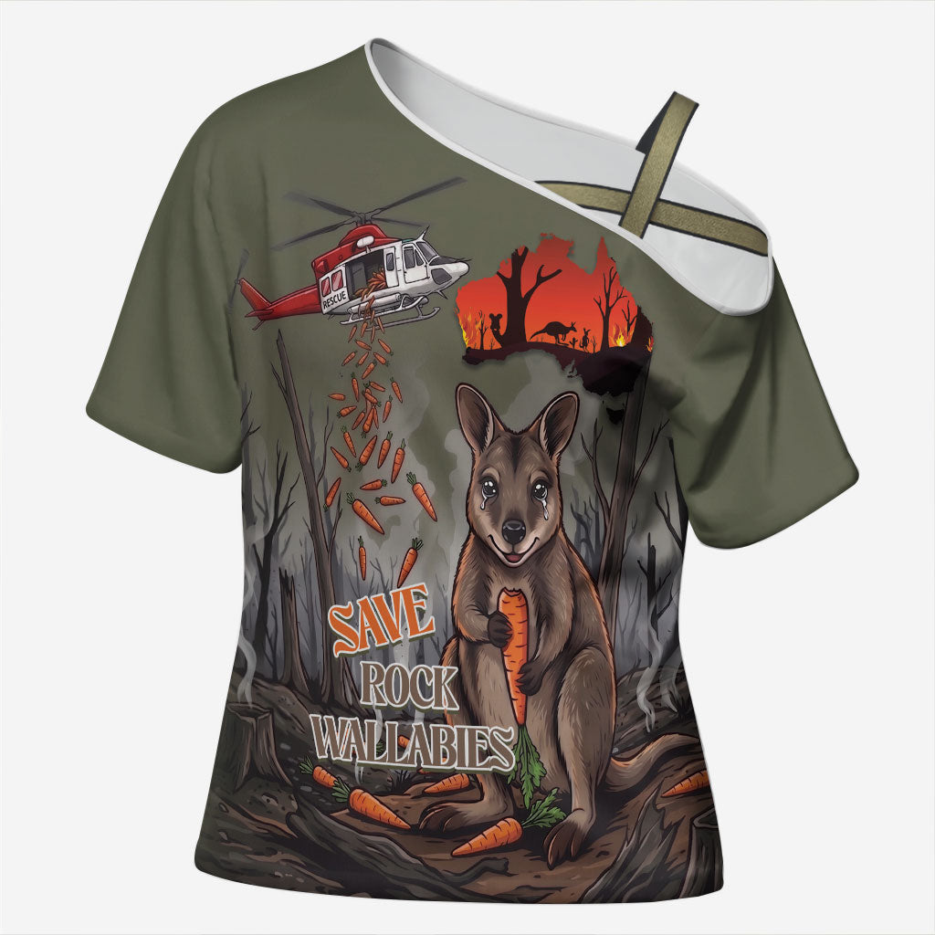 Save Rock Wallabies Australia 2026 Cross Shoulder Shirt