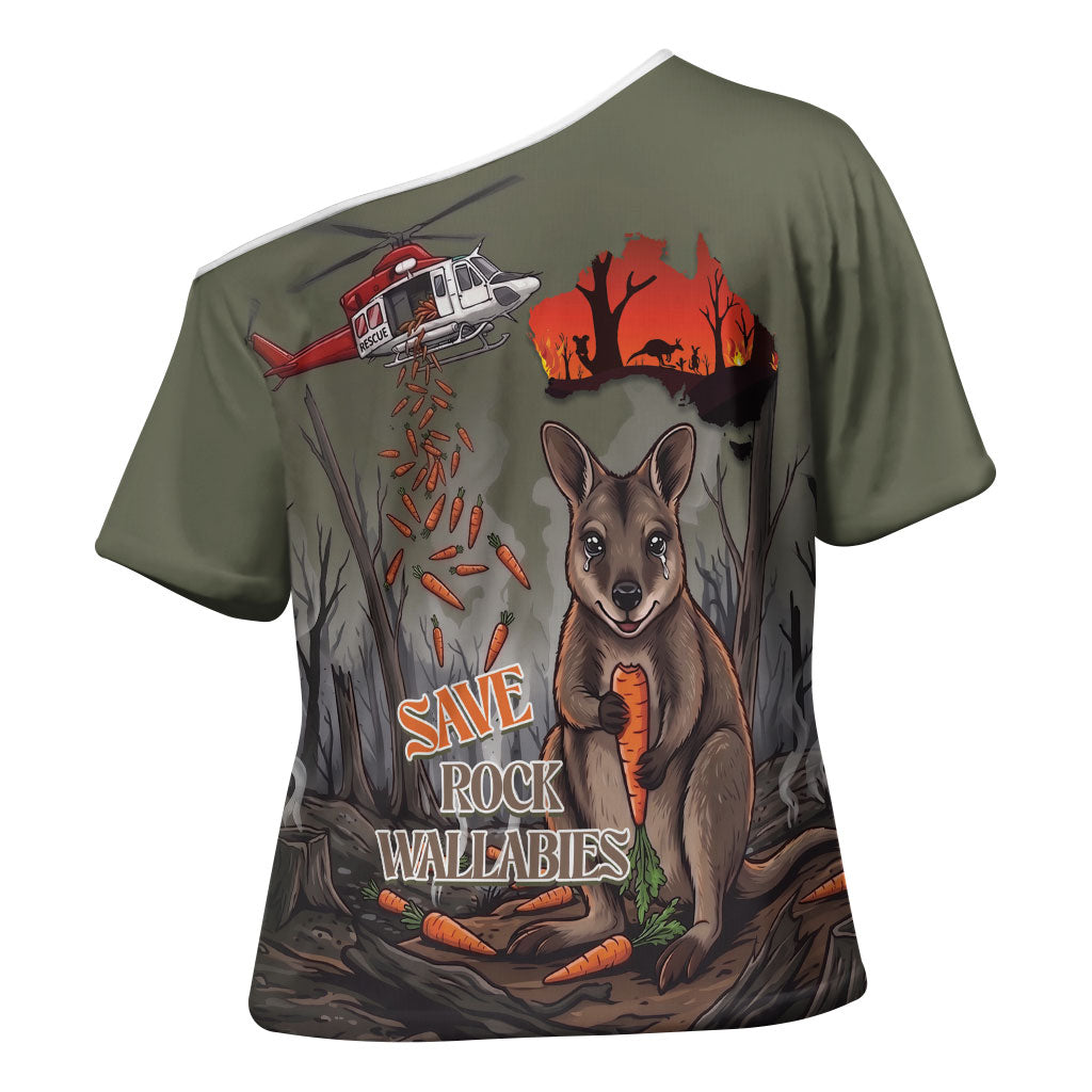 Save Rock Wallabies Australia 2026 Cross Shoulder Shirt