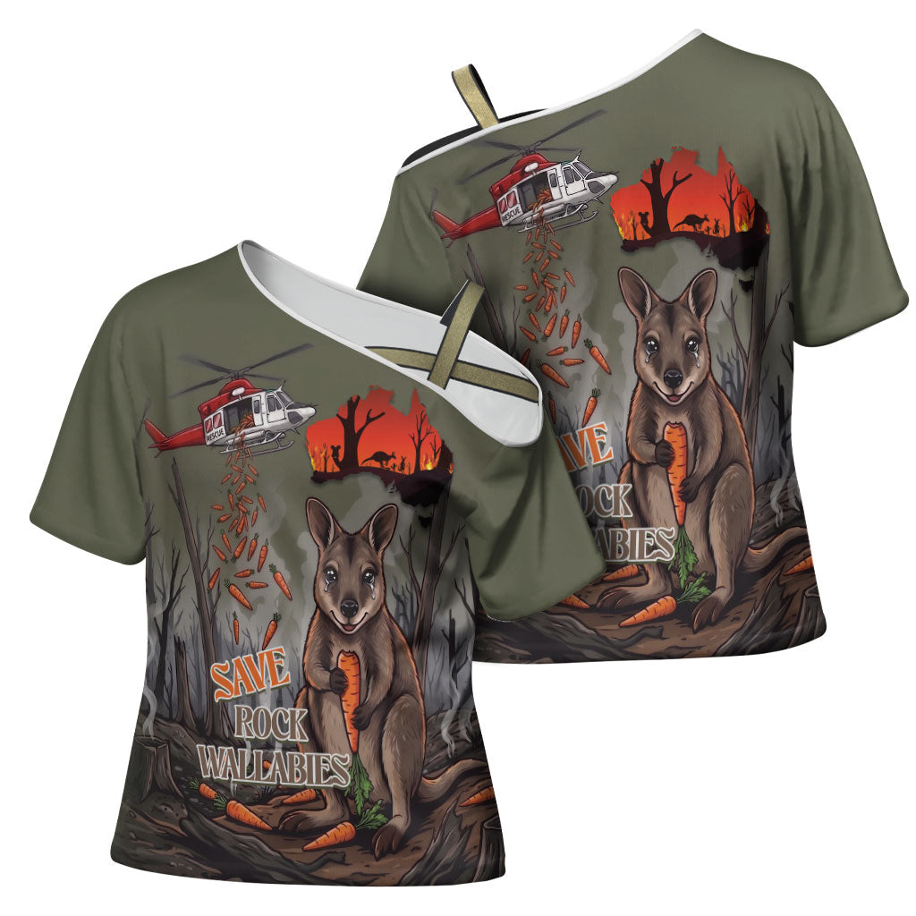 Save Rock Wallabies Australia 2026 Cross Shoulder Shirt