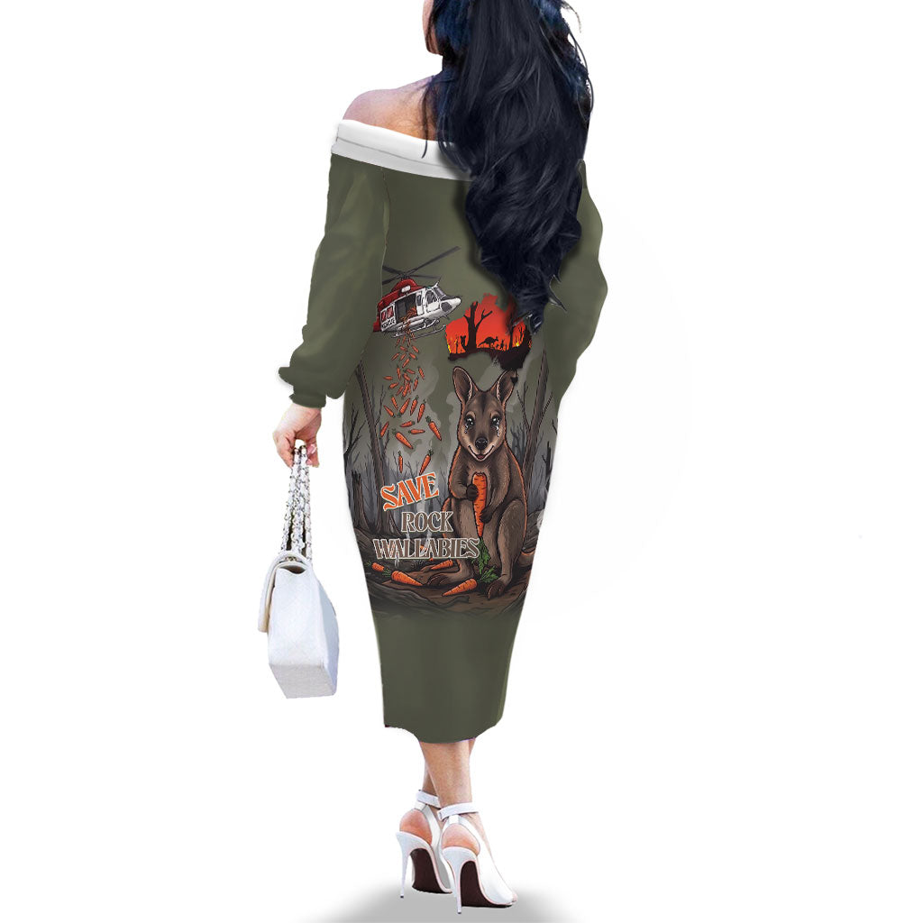 Save Rock Wallabies Australia 2026 Family Matching Off The Shoulder Long Sleeve Dress and Hawaiian Shirt