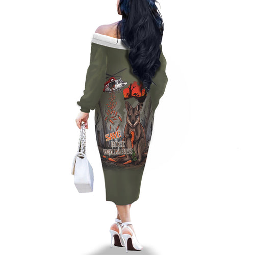 Save Rock Wallabies Australia 2026 Family Matching Off The Shoulder Long Sleeve Dress and Hawaiian Shirt