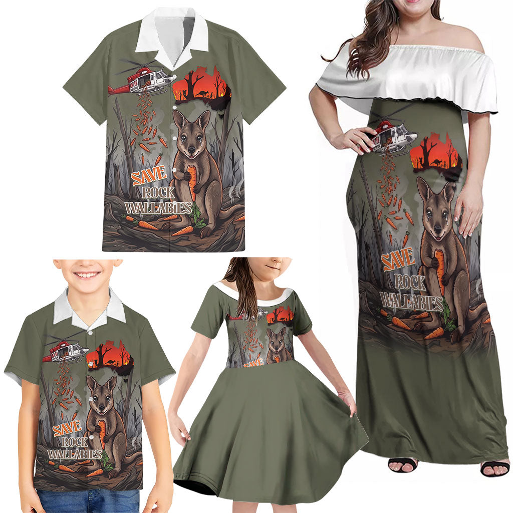 Save Rock Wallabies Australia 2026 Family Matching Off Shoulder Maxi Dress and Hawaiian Shirt