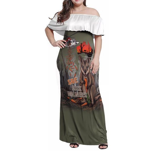 Save Rock Wallabies Australia 2026 Family Matching Off Shoulder Maxi Dress and Hawaiian Shirt