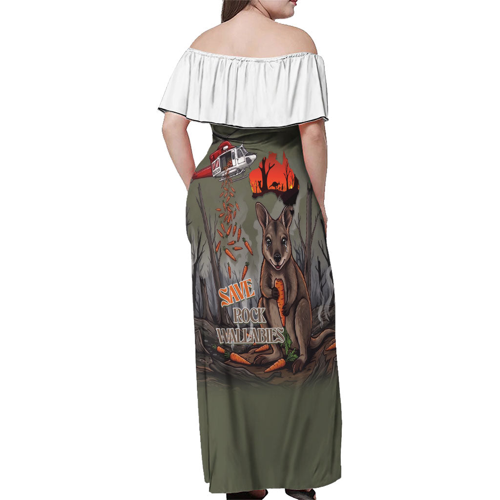 Save Rock Wallabies Australia 2026 Family Matching Off Shoulder Maxi Dress and Hawaiian Shirt