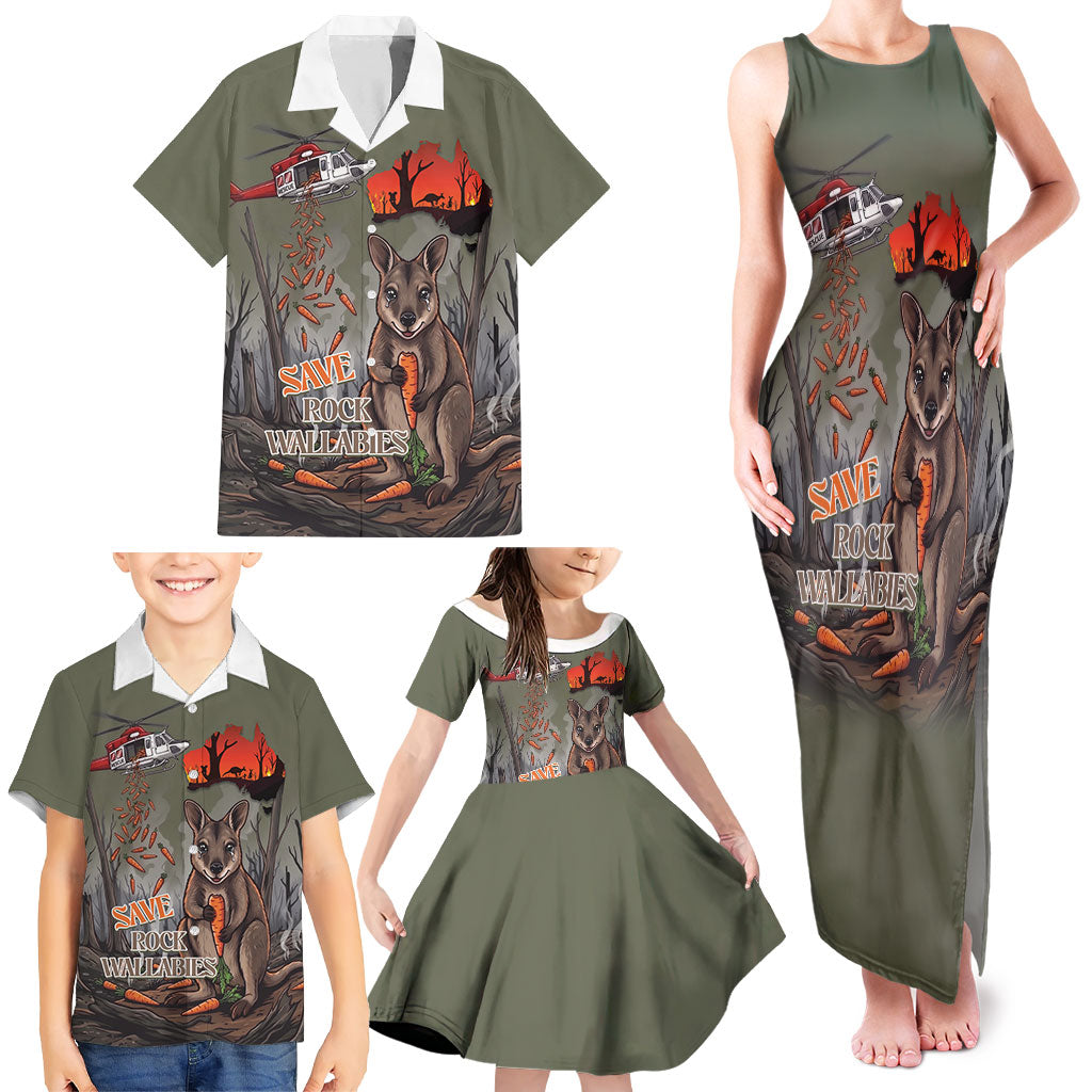 Save Rock Wallabies Australia 2026 Family Matching Tank Maxi Dress and Hawaiian Shirt