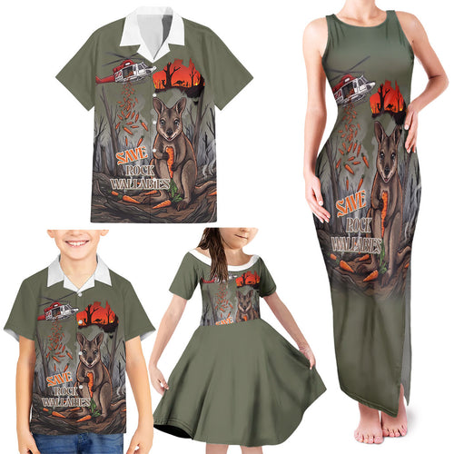 Save Rock Wallabies Australia 2026 Family Matching Tank Maxi Dress and Hawaiian Shirt