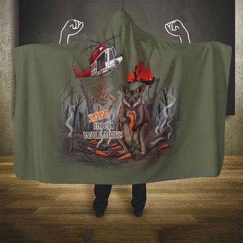 Save Rock Wallabies Australia 2026 Hooded Blanket