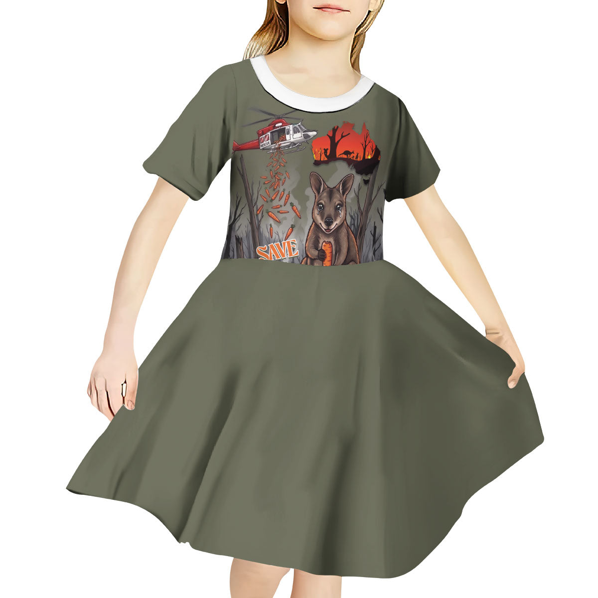 Save Rock Wallabies Australia 2026 Kid Short Sleeve Dress