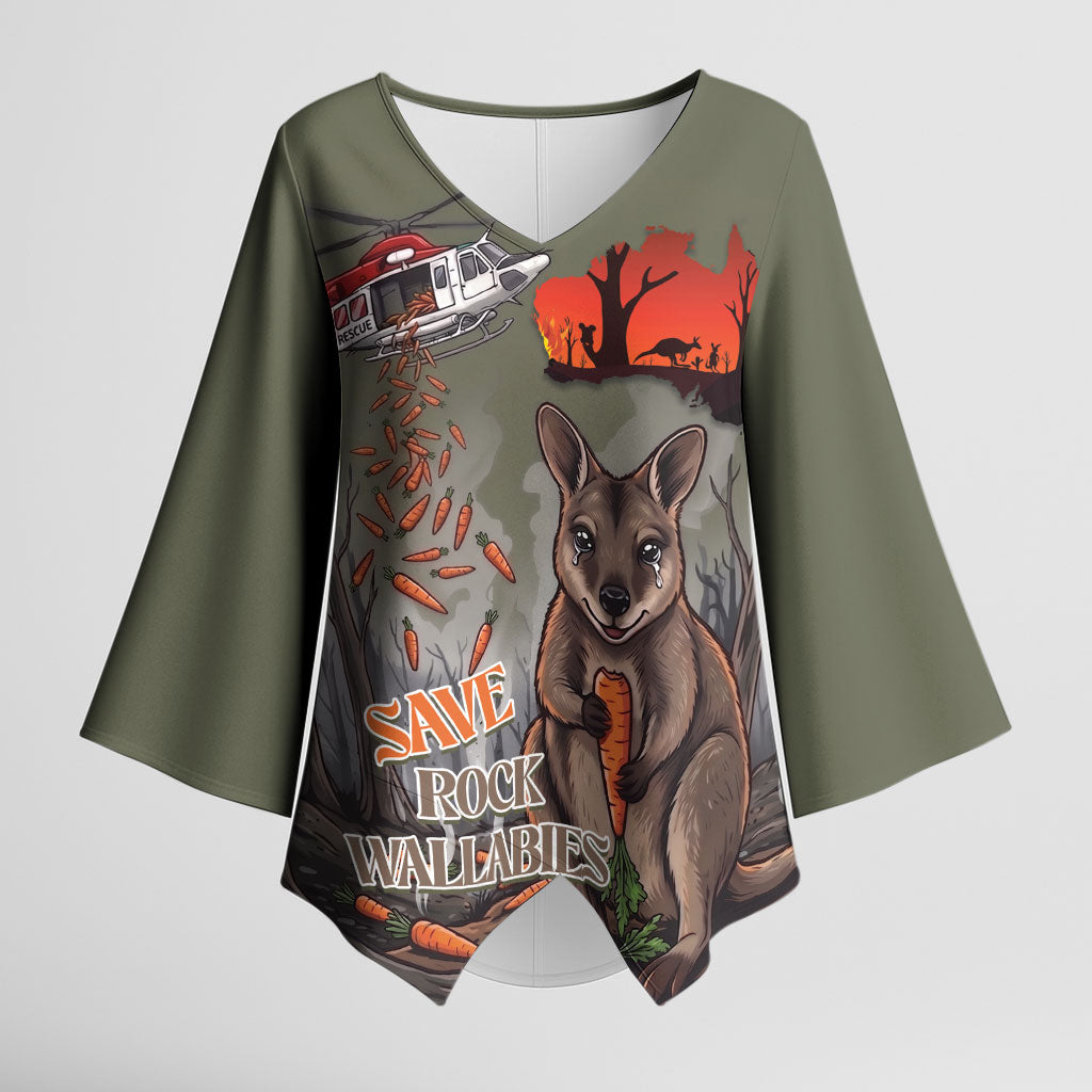 Save Rock Wallabies Australia 2026 Kimono Sleeve Blouse