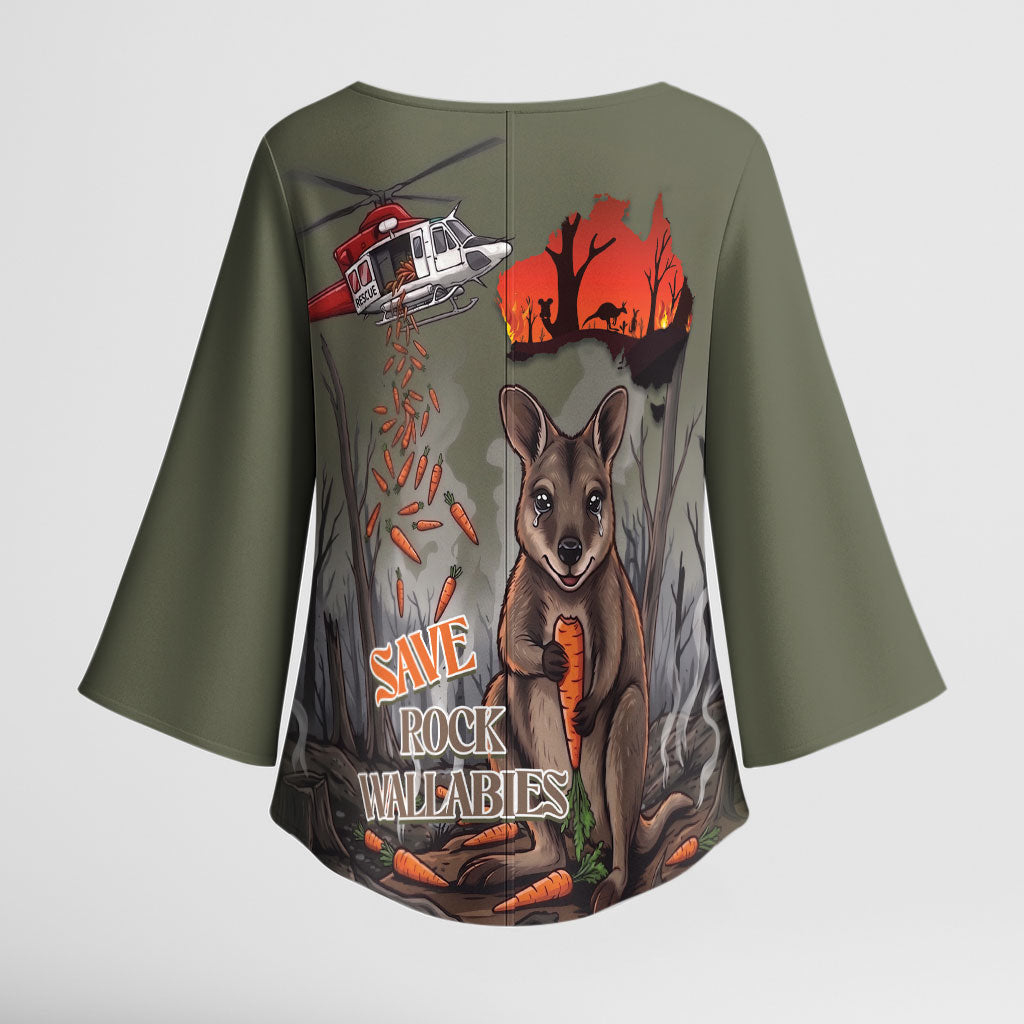 Save Rock Wallabies Australia 2026 Kimono Sleeve Blouse