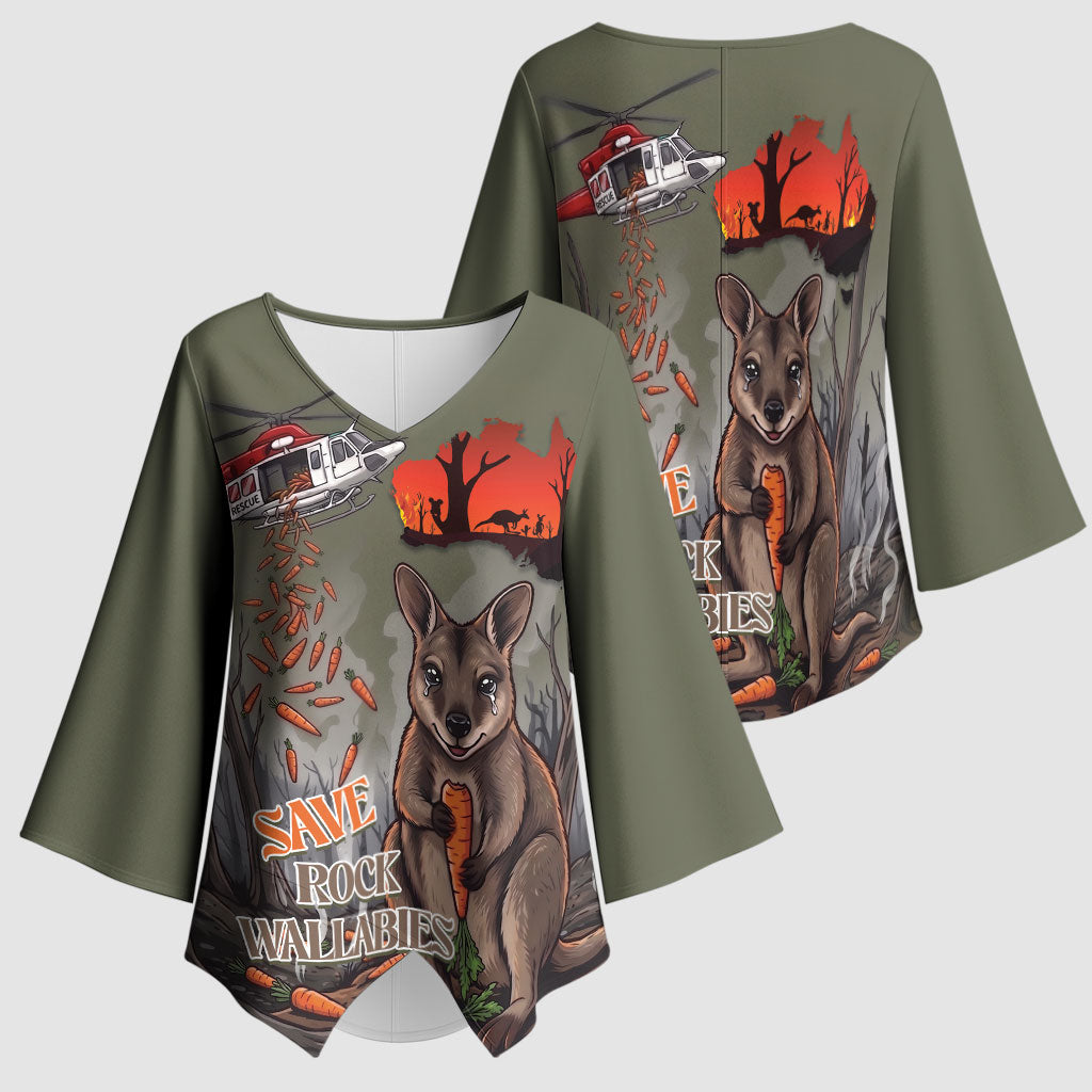 Save Rock Wallabies Australia 2026 Kimono Sleeve Blouse