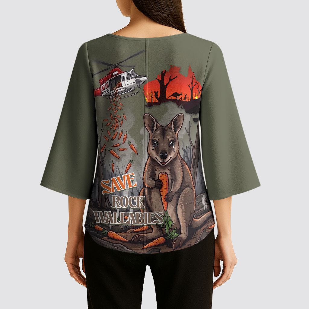 Save Rock Wallabies Australia 2026 Kimono Sleeve Blouse