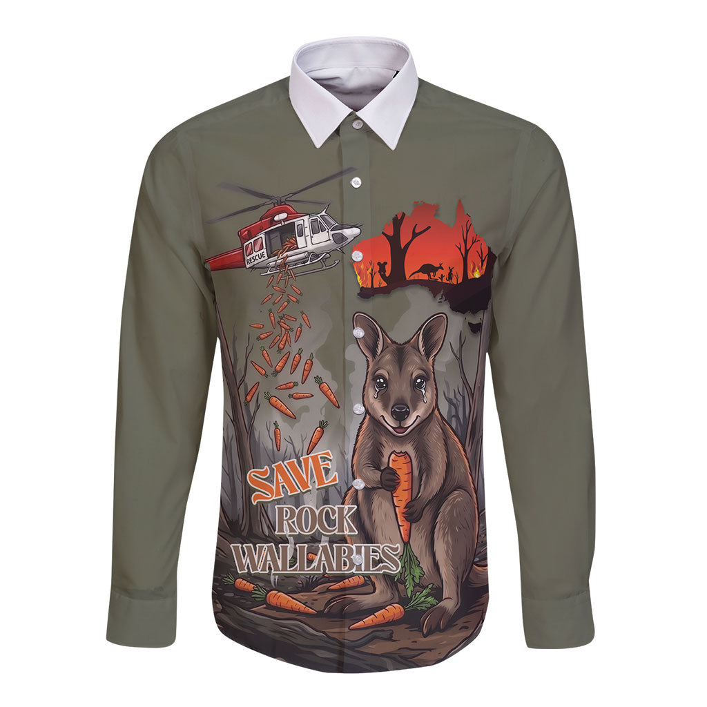 Save Rock Wallabies Australia 2026 Long Sleeve Button Shirt