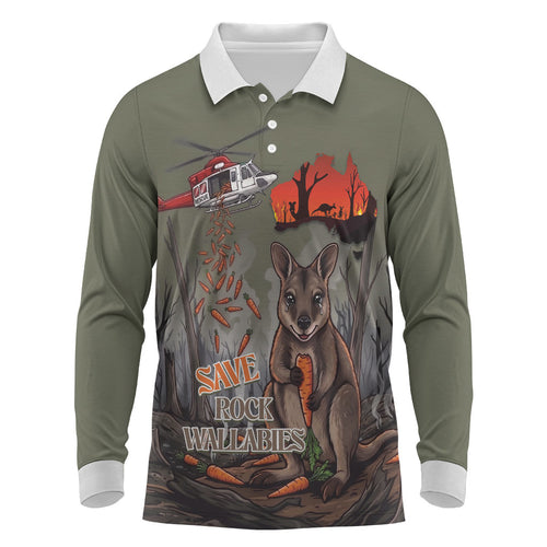 Save Rock Wallabies Australia 2026 Long Sleeve Polo Shirt