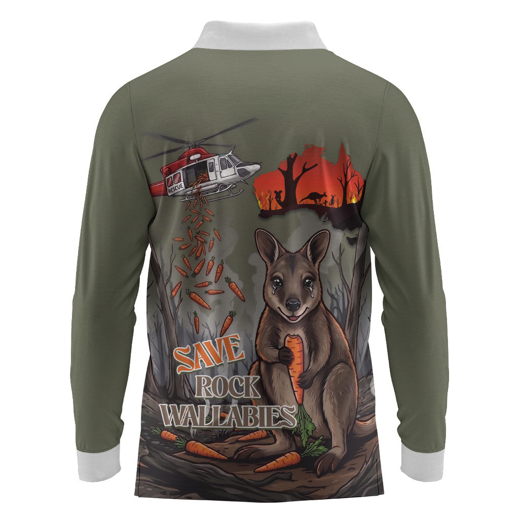 Save Rock Wallabies Australia 2026 Long Sleeve Polo Shirt