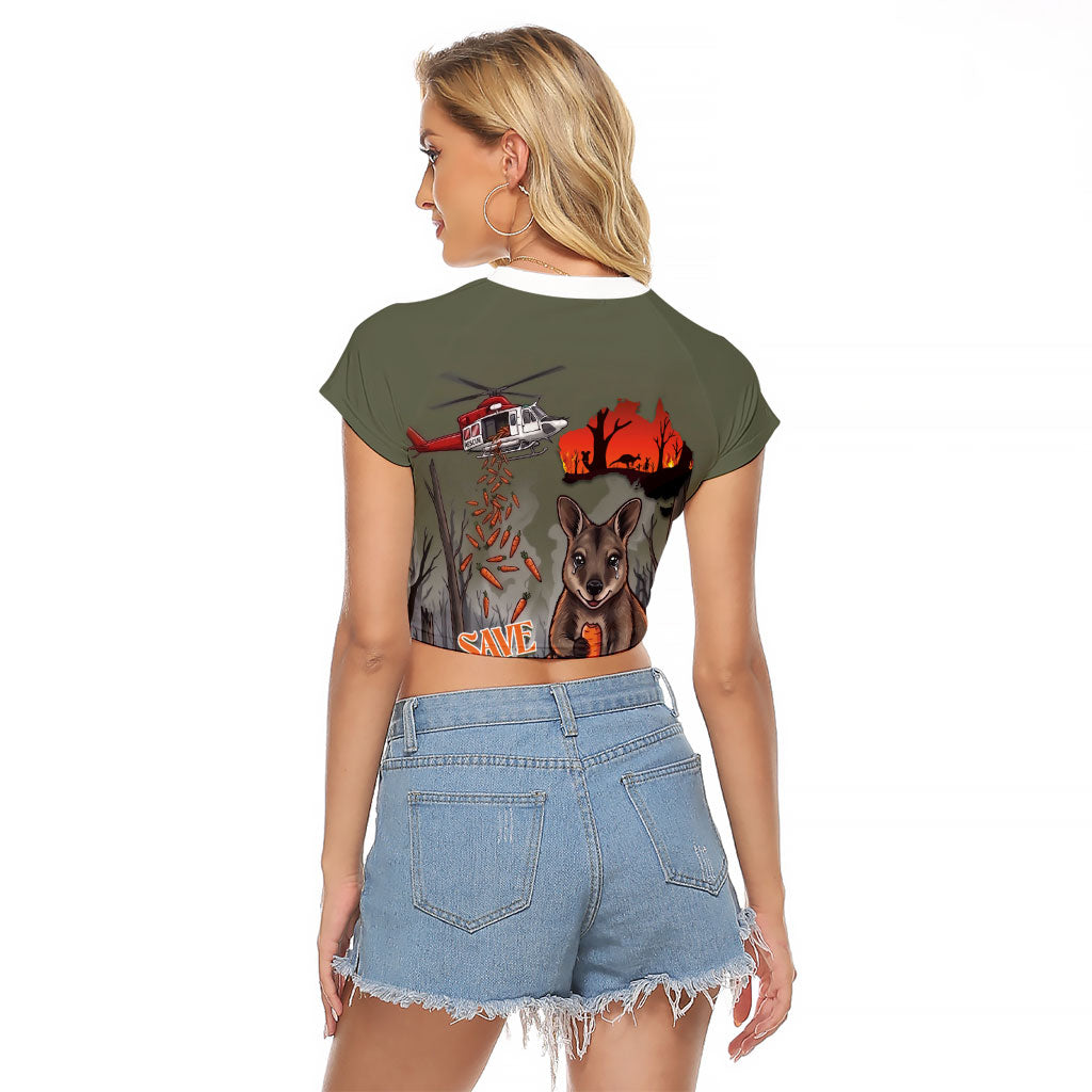 Save Rock Wallabies Australia 2026 Raglan Cropped T Shirt