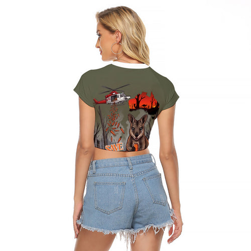 Save Rock Wallabies Australia 2026 Raglan Cropped T Shirt
