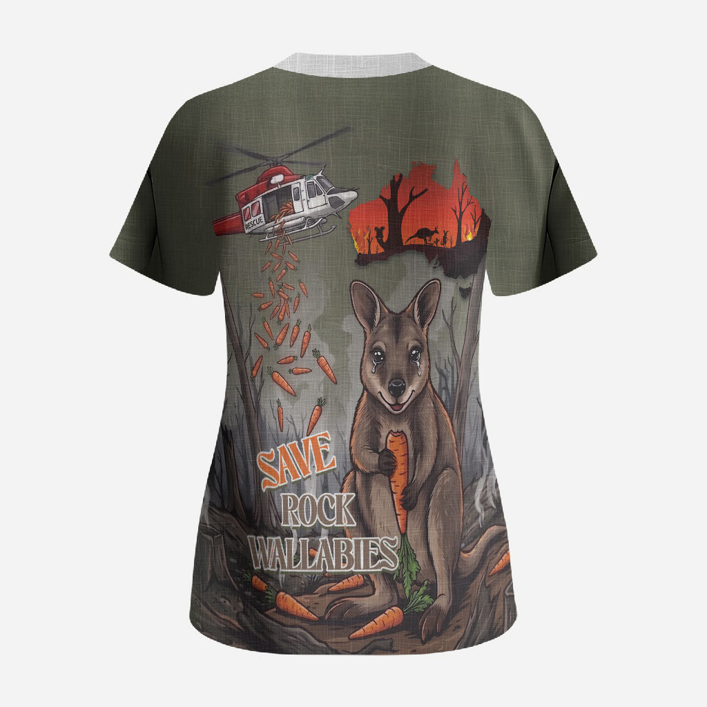 Save Rock Wallabies Australia 2026 Scrub Top