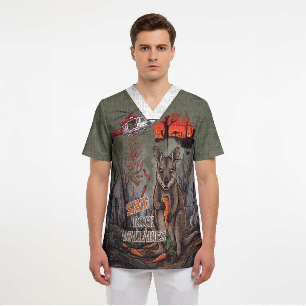 Save Rock Wallabies Australia 2026 Scrub Top