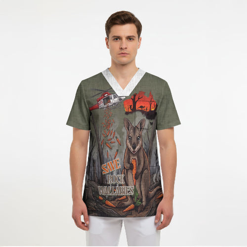 Save Rock Wallabies Australia 2026 Scrub Top