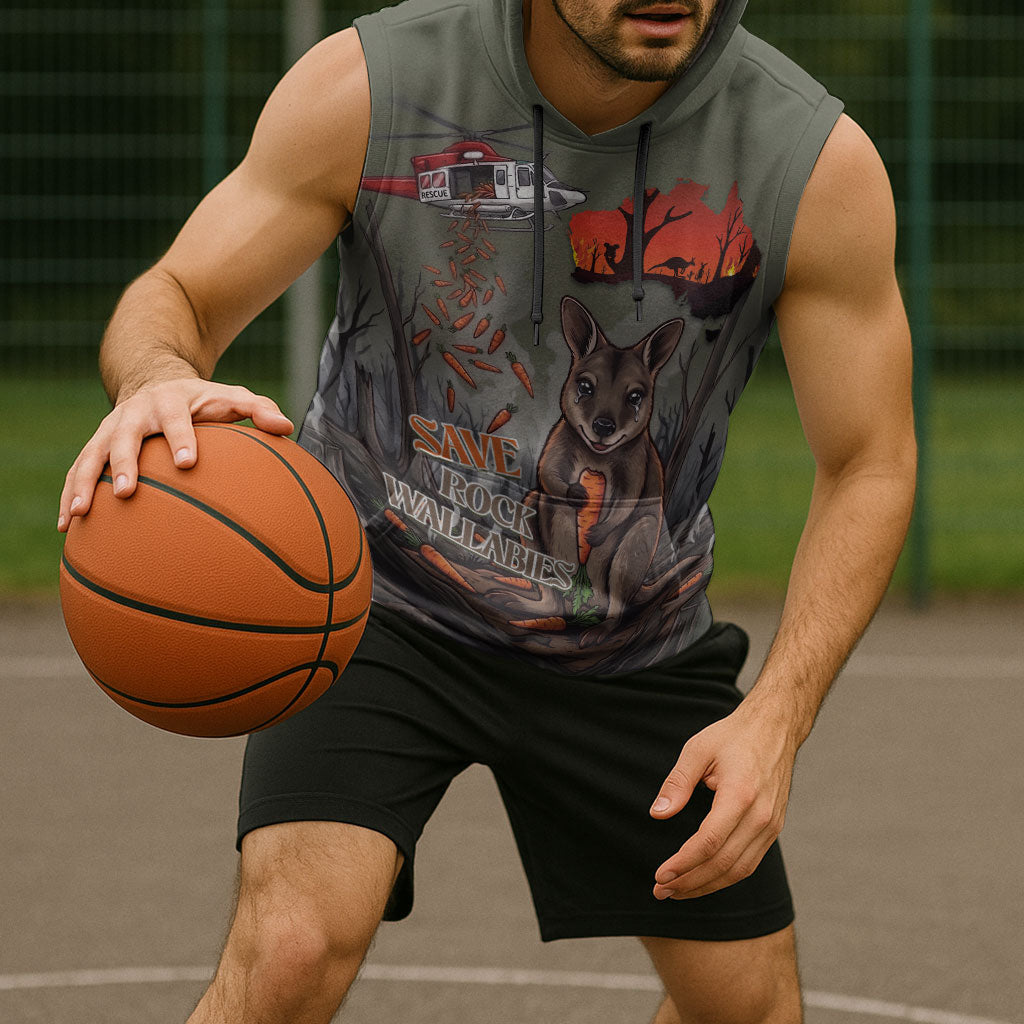 Save Rock Wallabies Australia 2026 Sleeveless Hoodie