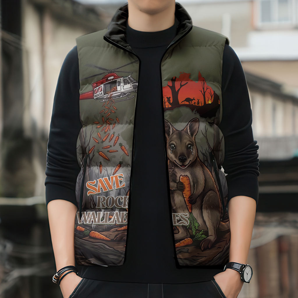 Save Rock Wallabies Australia 2026 Sleeveless Puffer Jacket