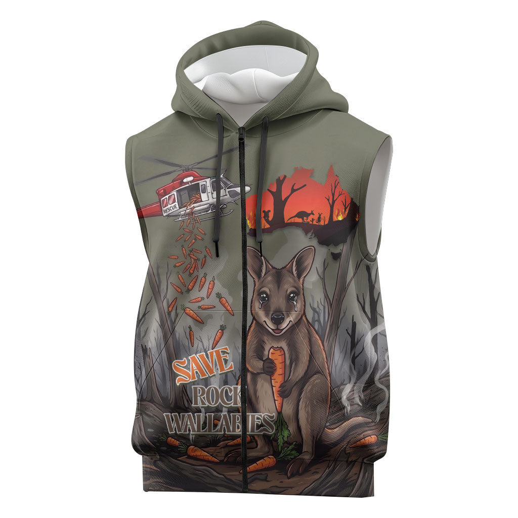 Save Rock Wallabies Australia 2026 Sleeveless Zip Hoodie