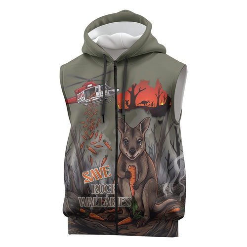 Save Rock Wallabies Australia 2026 Sleeveless Zip Hoodie