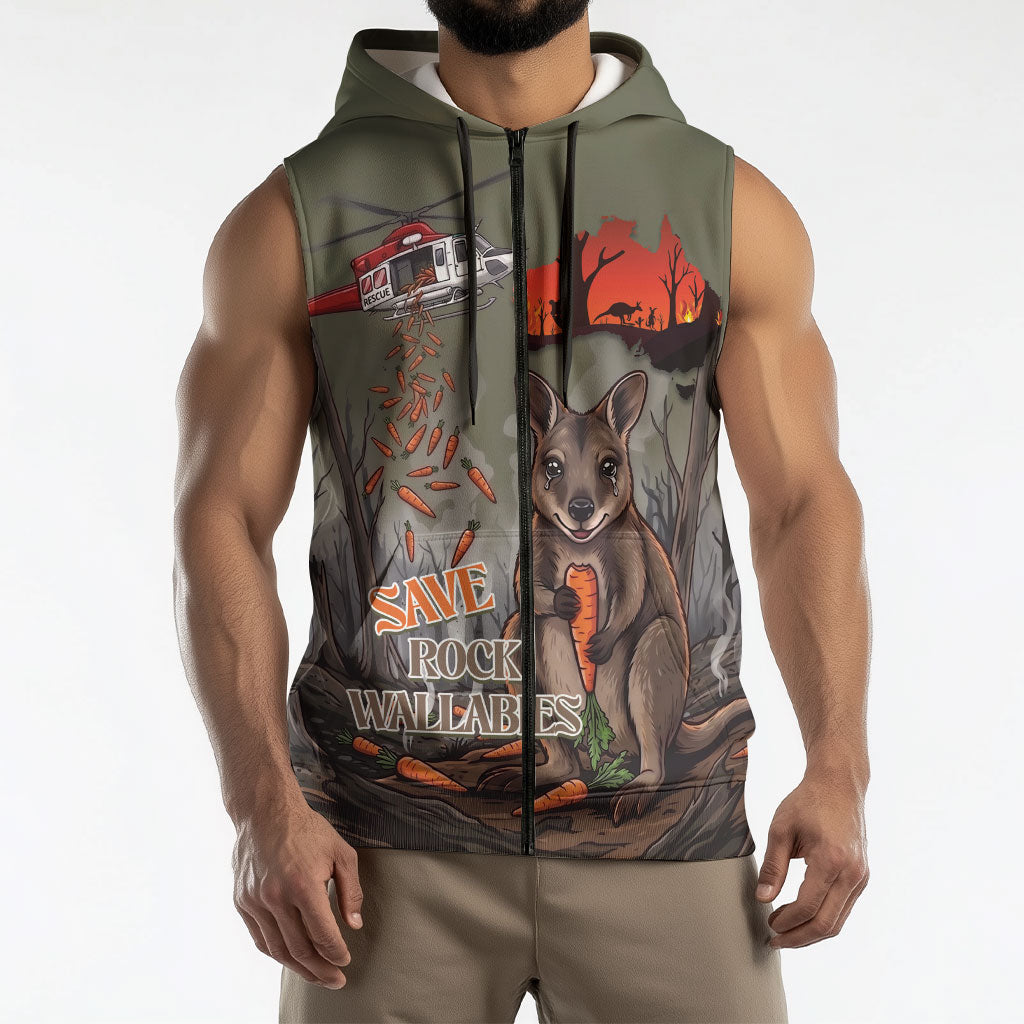 Save Rock Wallabies Australia 2026 Sleeveless Zip Hoodie