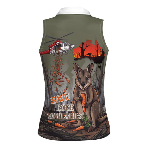 Save Rock Wallabies Australia 2026 Women Sleeveless Polo Shirt