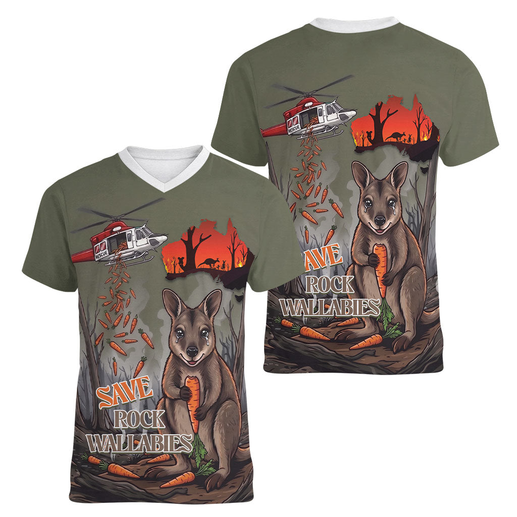 Save Rock Wallabies Australia 2026 Women V-Neck T-Shirt