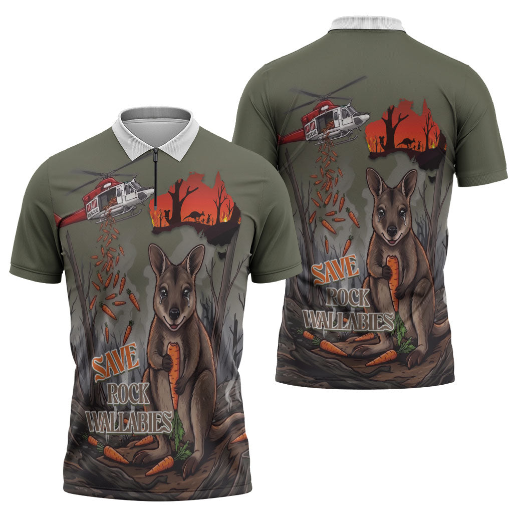 Save Rock Wallabies Australia 2026 Zipper Polo Shirt