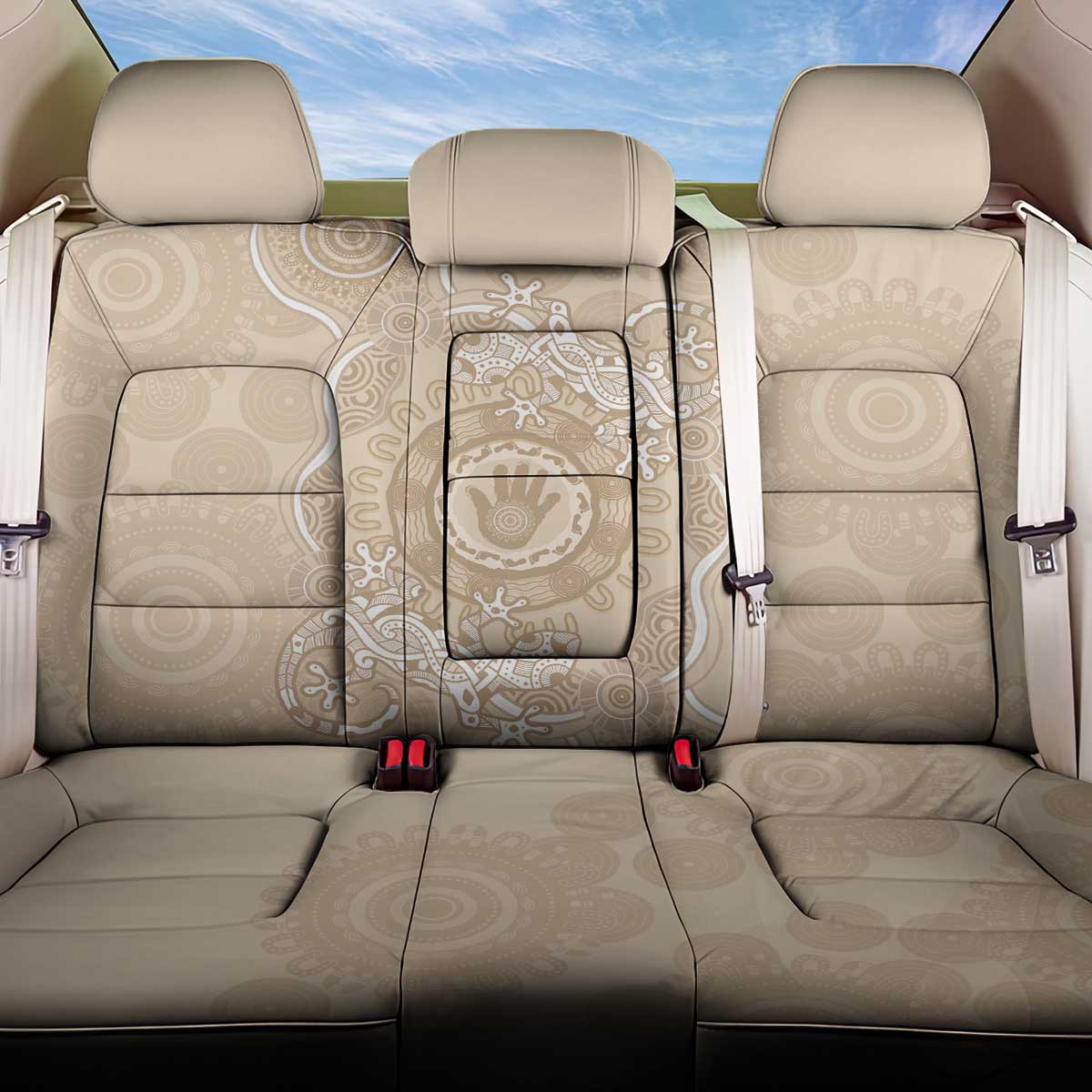 Beige Australia Lizard With Aboriginal Art Back Car Seat Cover