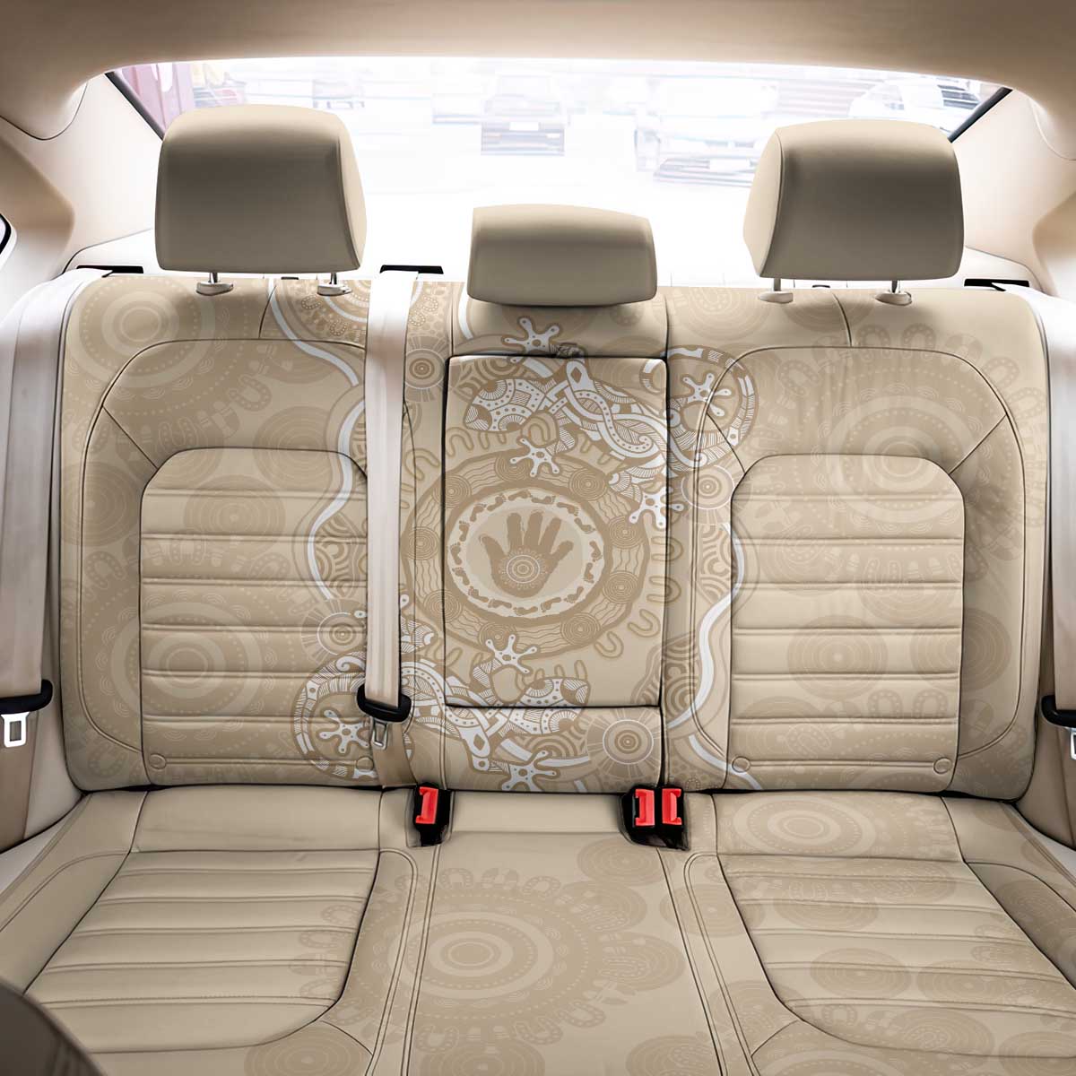 Beige Australia Lizard With Aboriginal Art Back Car Seat Cover
