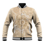 Beige Australia Lizard With Aboriginal Art Baseball Jacket
