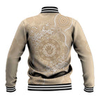 Beige Australia Lizard With Aboriginal Art Baseball Jacket