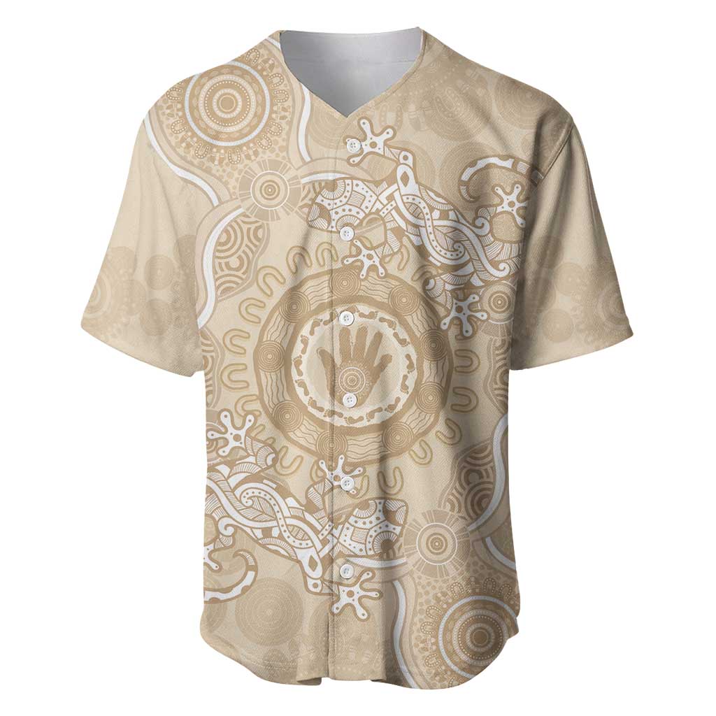 Beige Australia Lizard With Aboriginal Art Baseball Jersey