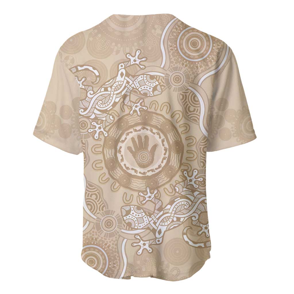 Beige Australia Lizard With Aboriginal Art Baseball Jersey