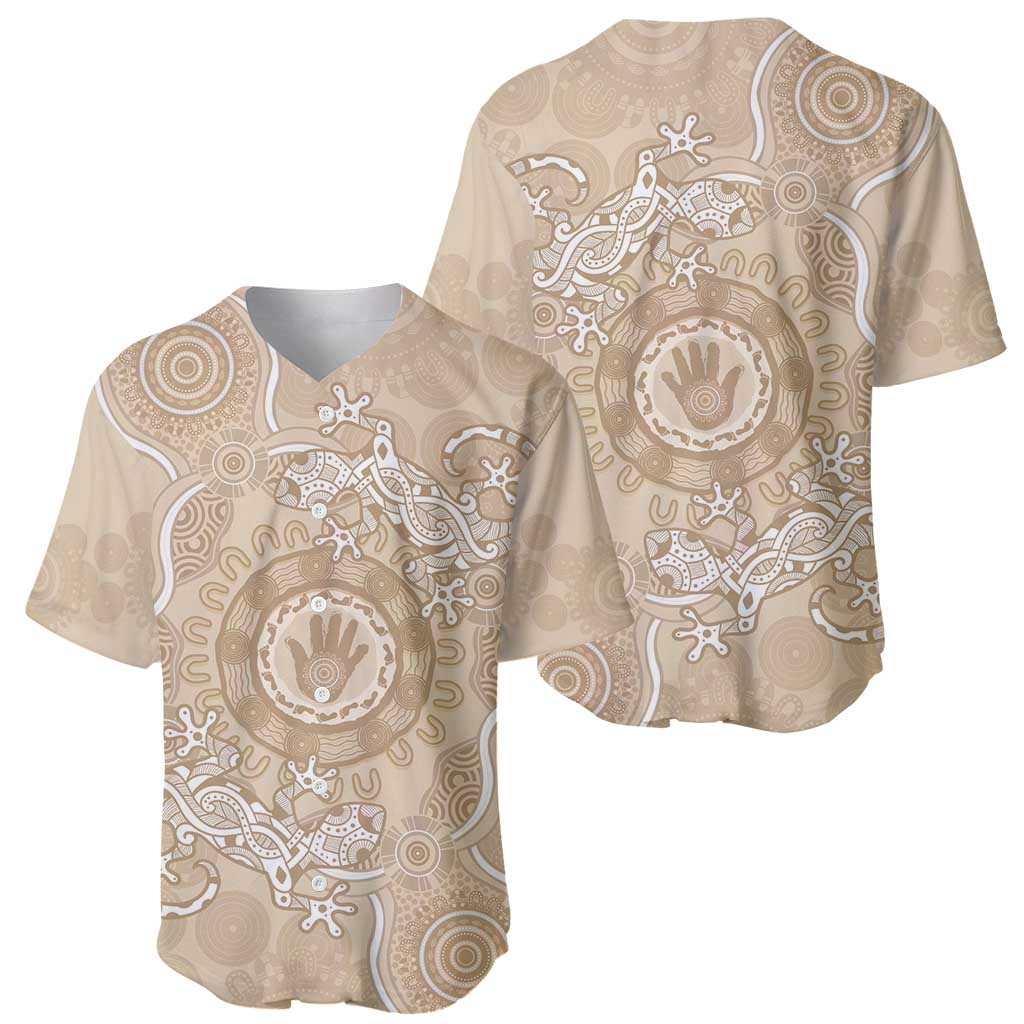 Beige Australia Lizard With Aboriginal Art Baseball Jersey