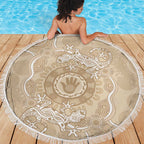 Beige Australia Lizard With Aboriginal Art Beach Blanket