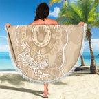 Beige Australia Lizard With Aboriginal Art Beach Blanket