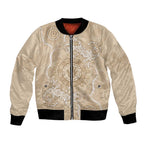 Beige Australia Lizard With Aboriginal Art Bomber Jacket