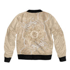 Beige Australia Lizard With Aboriginal Art Bomber Jacket