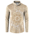 Beige Australia Lizard With Aboriginal Art Button Sweatshirt