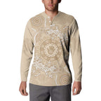 Beige Australia Lizard With Aboriginal Art Button Sweatshirt