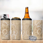 Beige Australia Lizard With Aboriginal Art 4 in 1 Can Cooler Tumbler