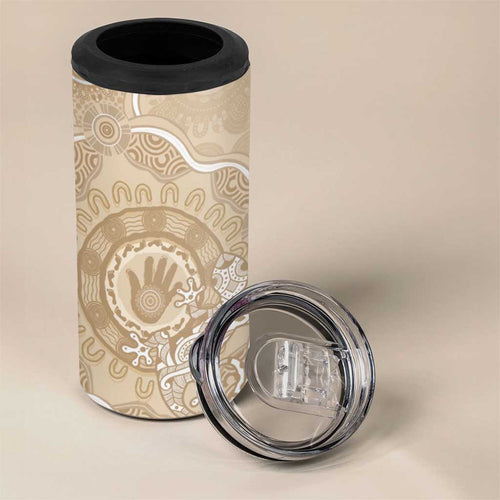 Beige Australia Lizard With Aboriginal Art 4 in 1 Can Cooler Tumbler