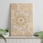 Beige Australia Lizard With Aboriginal Art Canvas Wall Art