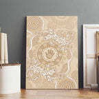 Beige Australia Lizard With Aboriginal Art Canvas Wall Art