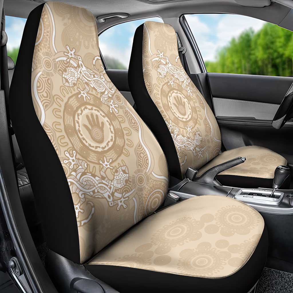 Beige Australia Lizard With Aboriginal Art Car Seat Cover